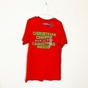 NWT Seemor Christmas Cheer With Christmas Beers Holiday T-Shirt Large Red/Green